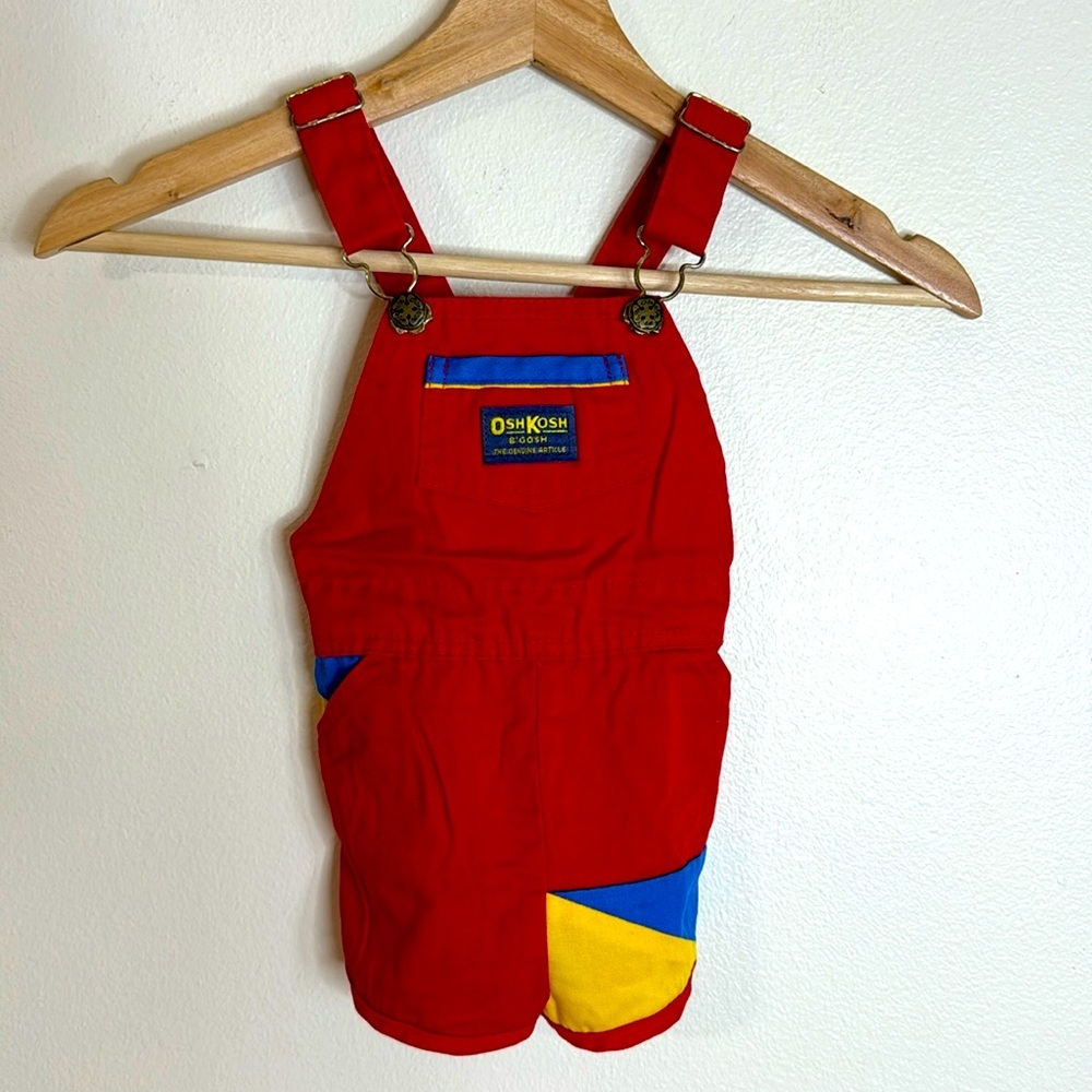 Vintage Oshkosh toddlers‎ color block overalls made in USA size 24 months